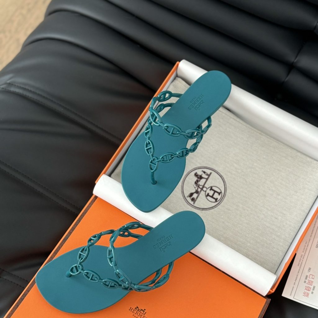 Hermès 24S Jelly Slide Slippers in PVC with Layered Sole Genuine Lambskin Lining Italian Leather Sol