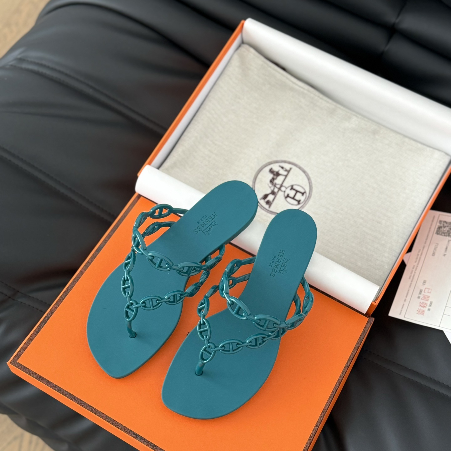 Hermès 24S Jelly Slide Slippers in PVC with Layered Sole Genuine Lambskin Lining Italian Leather Sol