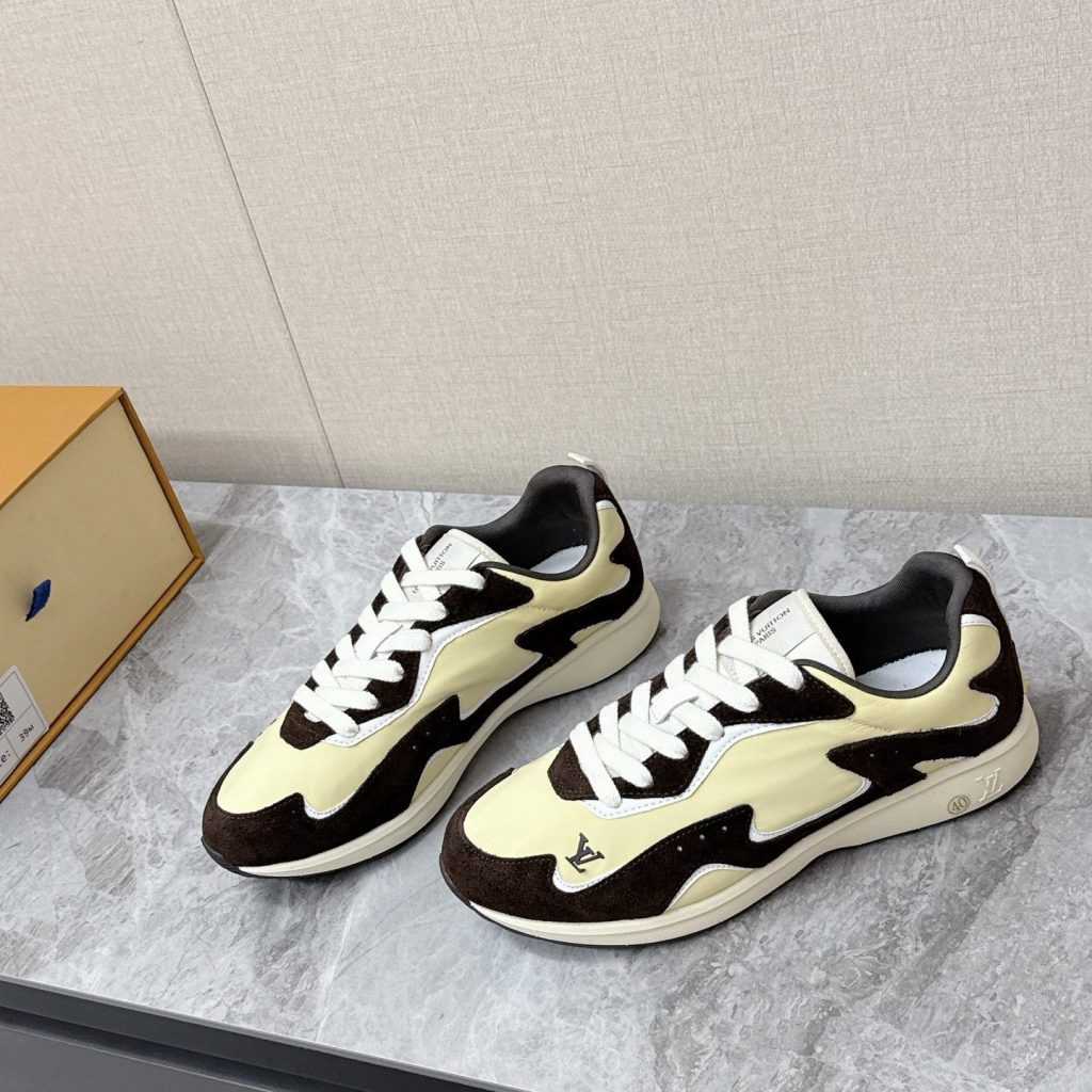 LOUIS VUITTON Retro Running Sneakers in Premium Suede with Goatskin Lining and Lightweight TPU Sole
