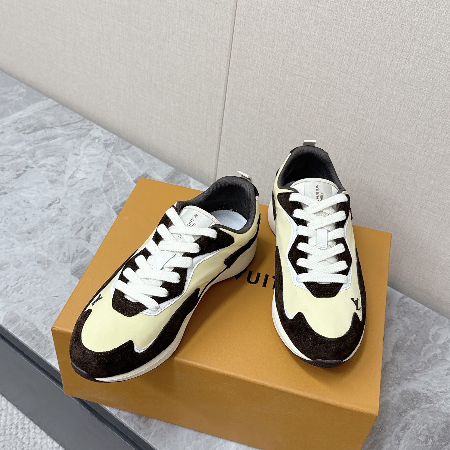 LOUIS VUITTON Retro Running Sneakers in Premium Suede with Goatskin Lining and Lightweight TPU Sole