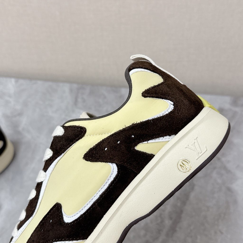 LOUIS VUITTON Retro Running Sneakers in Premium Suede with Goatskin Lining and Lightweight TPU Sole