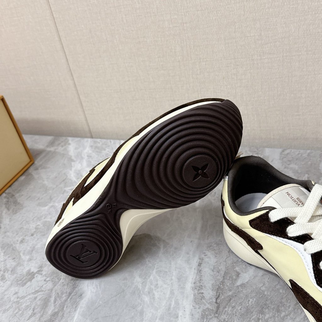 LOUIS VUITTON Retro Running Sneakers in Premium Suede with Goatskin Lining and Lightweight TPU Sole
