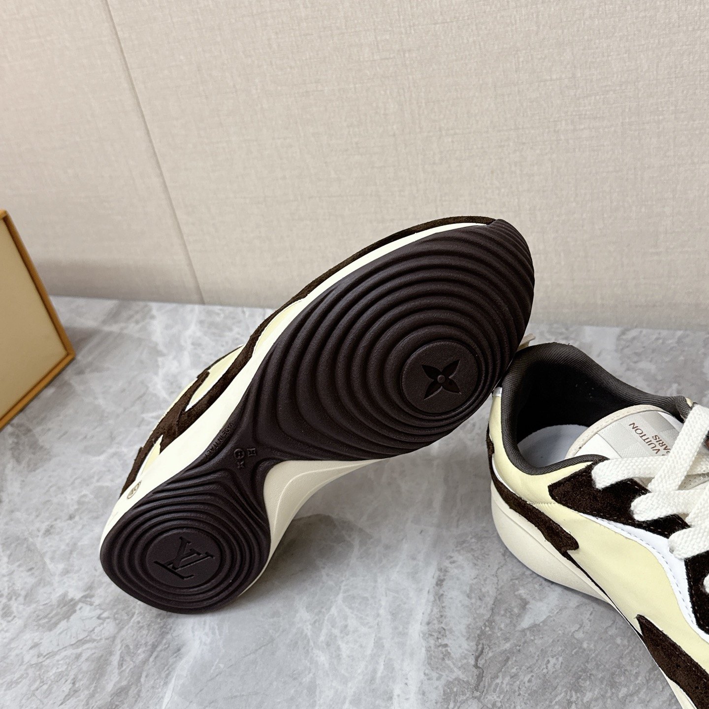 LOUIS VUITTON Retro Running Sneakers in Premium Suede with Goatskin Lining and Lightweight TPU Sole