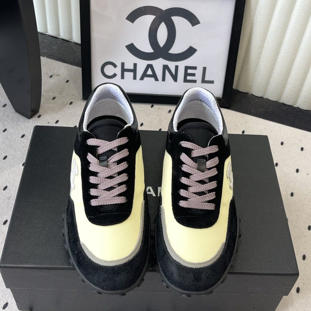 CHANEL 26S Sport Sneakers, Suede Nubuck Twill Upper with Lace-Up and Bean-Dimple Rubber Outsole