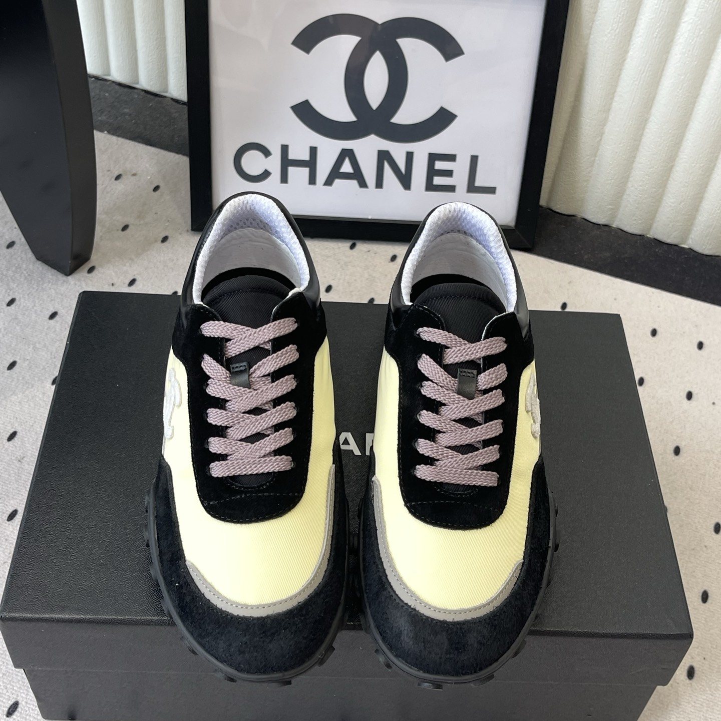 CHANEL 26S Sport Sneakers, Suede Nubuck Twill Upper with Lace-Up and Bean-Dimple Rubber Outsole
