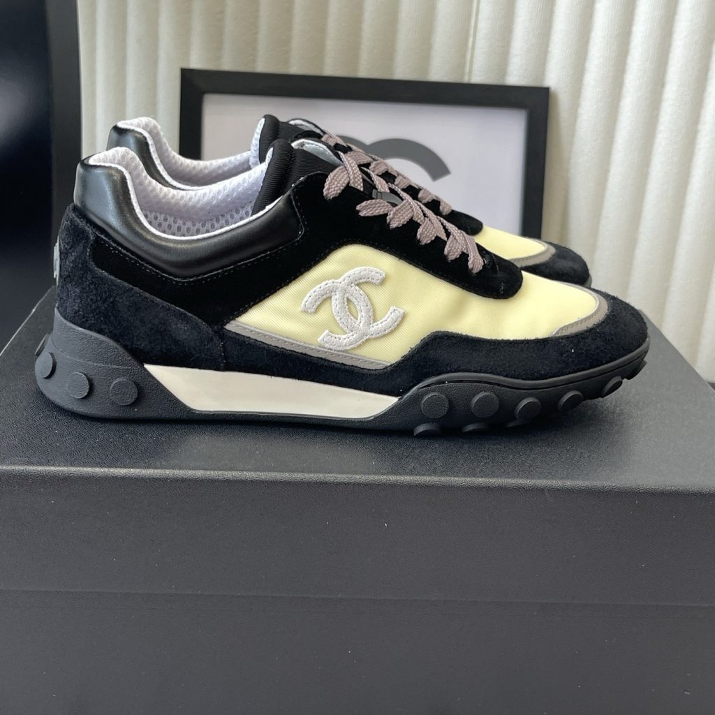 CHANEL 26S Sport Sneakers, Suede Nubuck Twill Upper with Lace-Up and Bean-Dimple Rubber Outsole