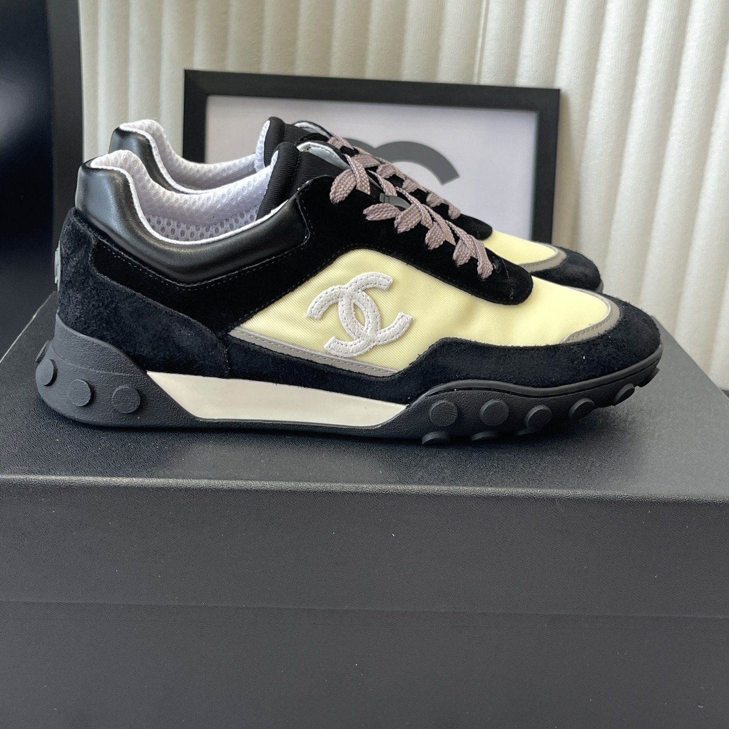 CHANEL 26S Sport Sneakers, Suede Nubuck Twill Upper with Lace-Up and Bean-Dimple Rubber Outsole