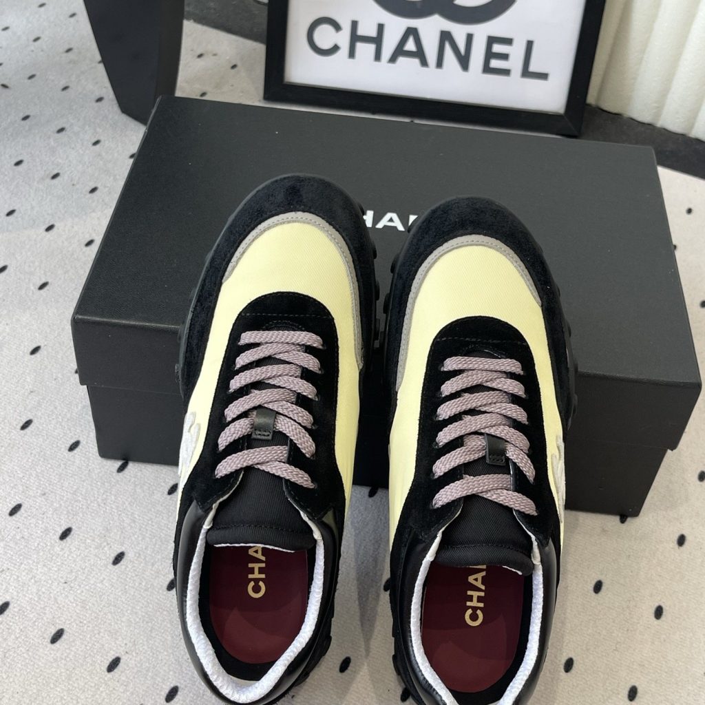 CHANEL 26S Sport Sneakers, Suede Nubuck Twill Upper with Lace-Up and Bean-Dimple Rubber Outsole