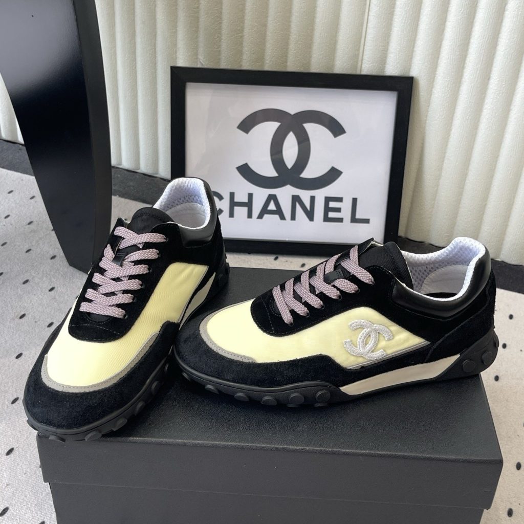 CHANEL 26S Sport Sneakers, Suede Nubuck Twill Upper with Lace-Up and Bean-Dimple Rubber Outsole