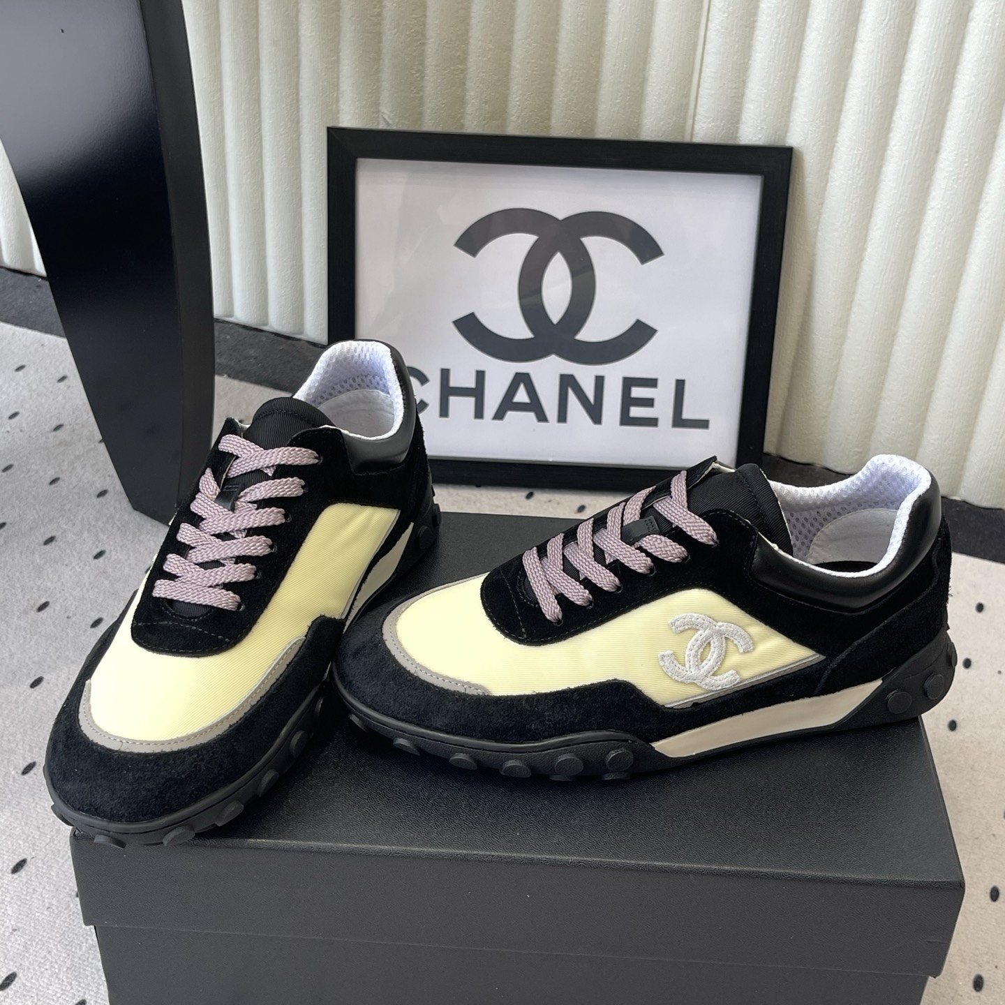 CHANEL 26S Sport Sneakers, Suede Nubuck Twill Upper with Lace-Up and Bean-Dimple Rubber Outsole