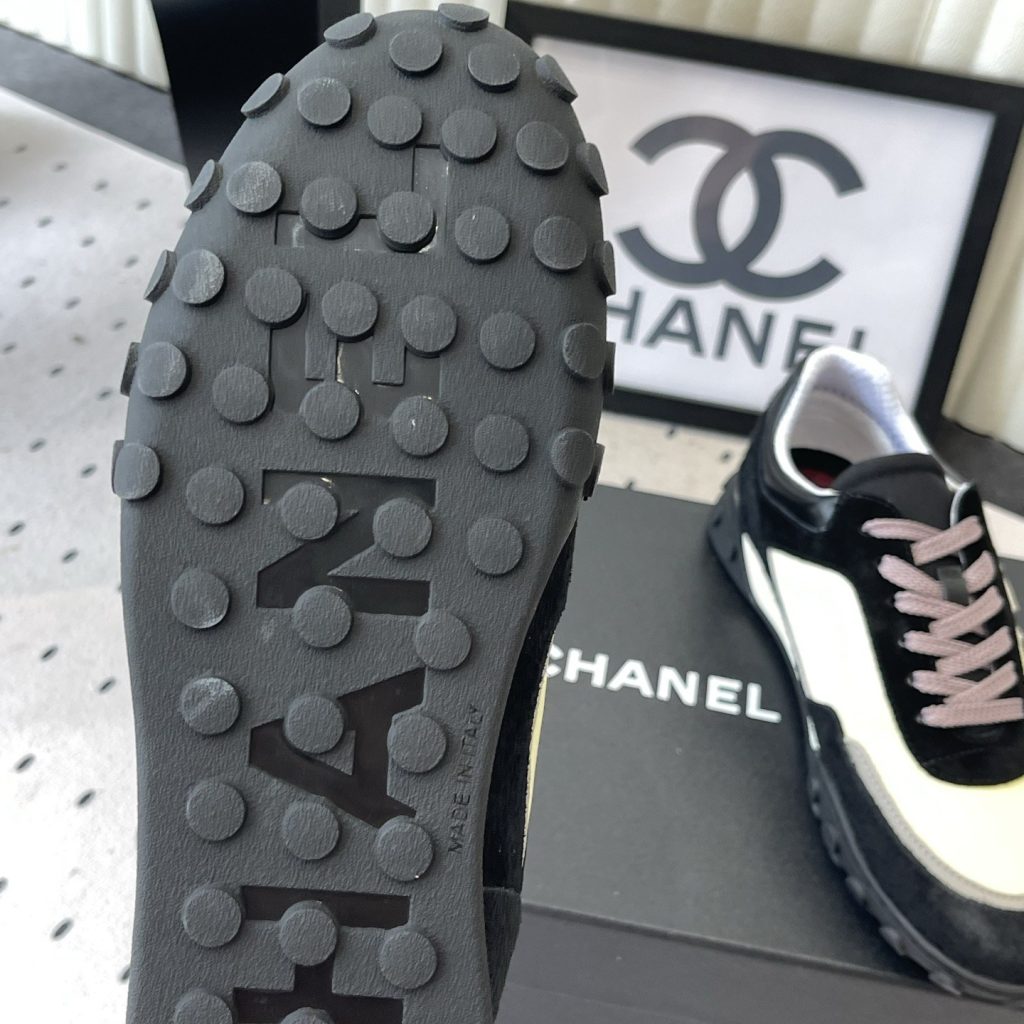 CHANEL 26S Sport Sneakers, Suede Nubuck Twill Upper with Lace-Up and Bean-Dimple Rubber Outsole