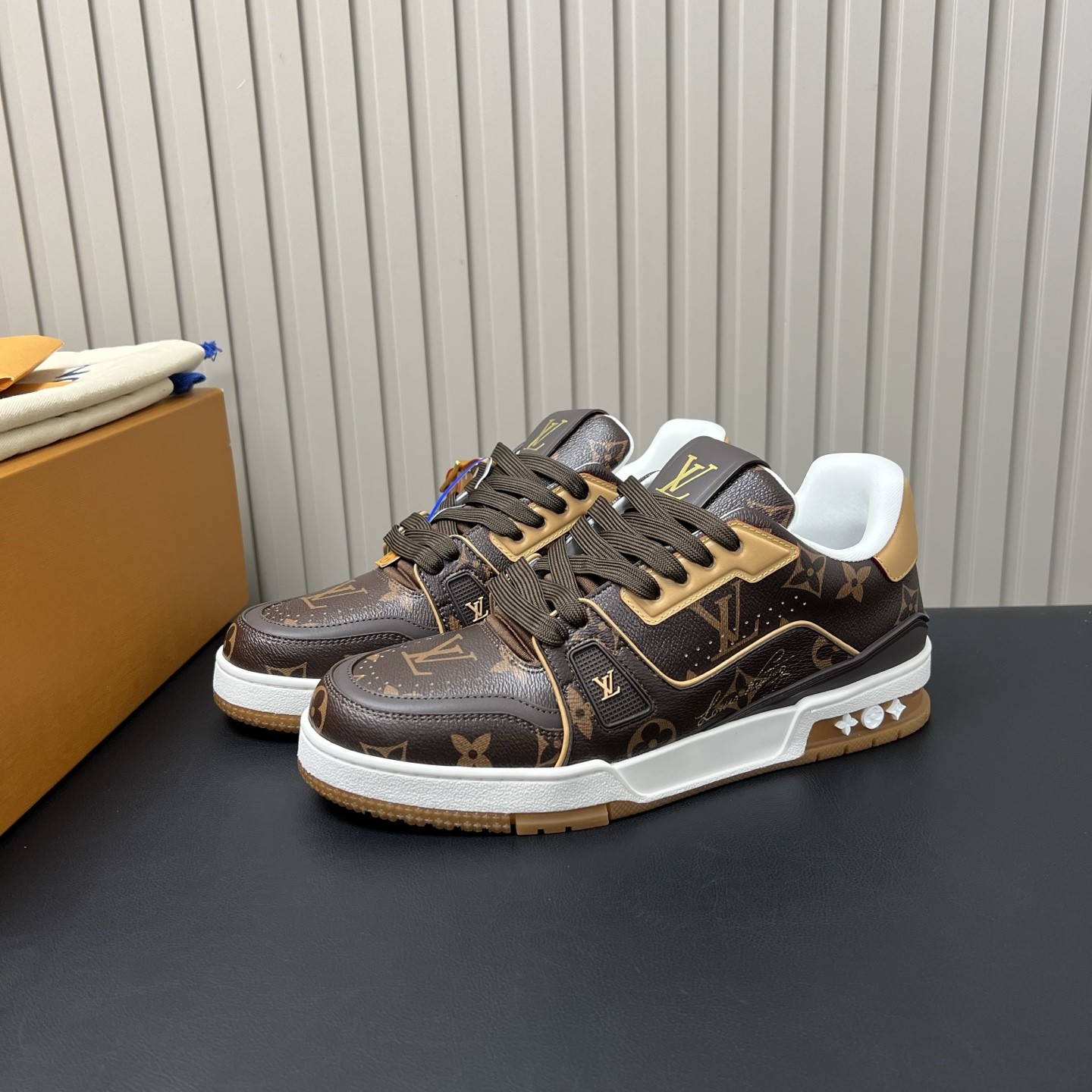 LOUIS VUITTON Retro Running Sneakers in Premium Suede with Goatskin Lining and Lightweight TPU Sole