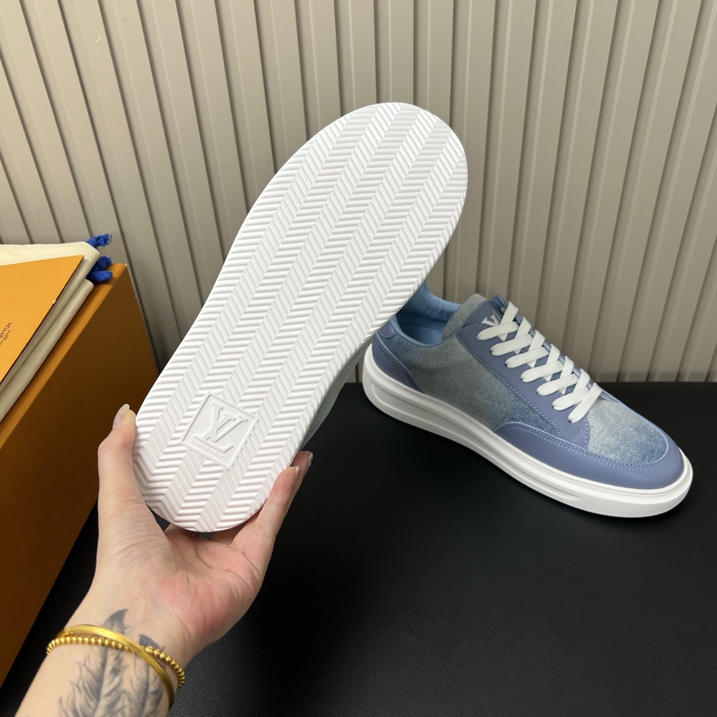 LOUIS VUITTON Retro Running Sneakers in Premium Suede with Goatskin Lining and Lightweight TPU Sole