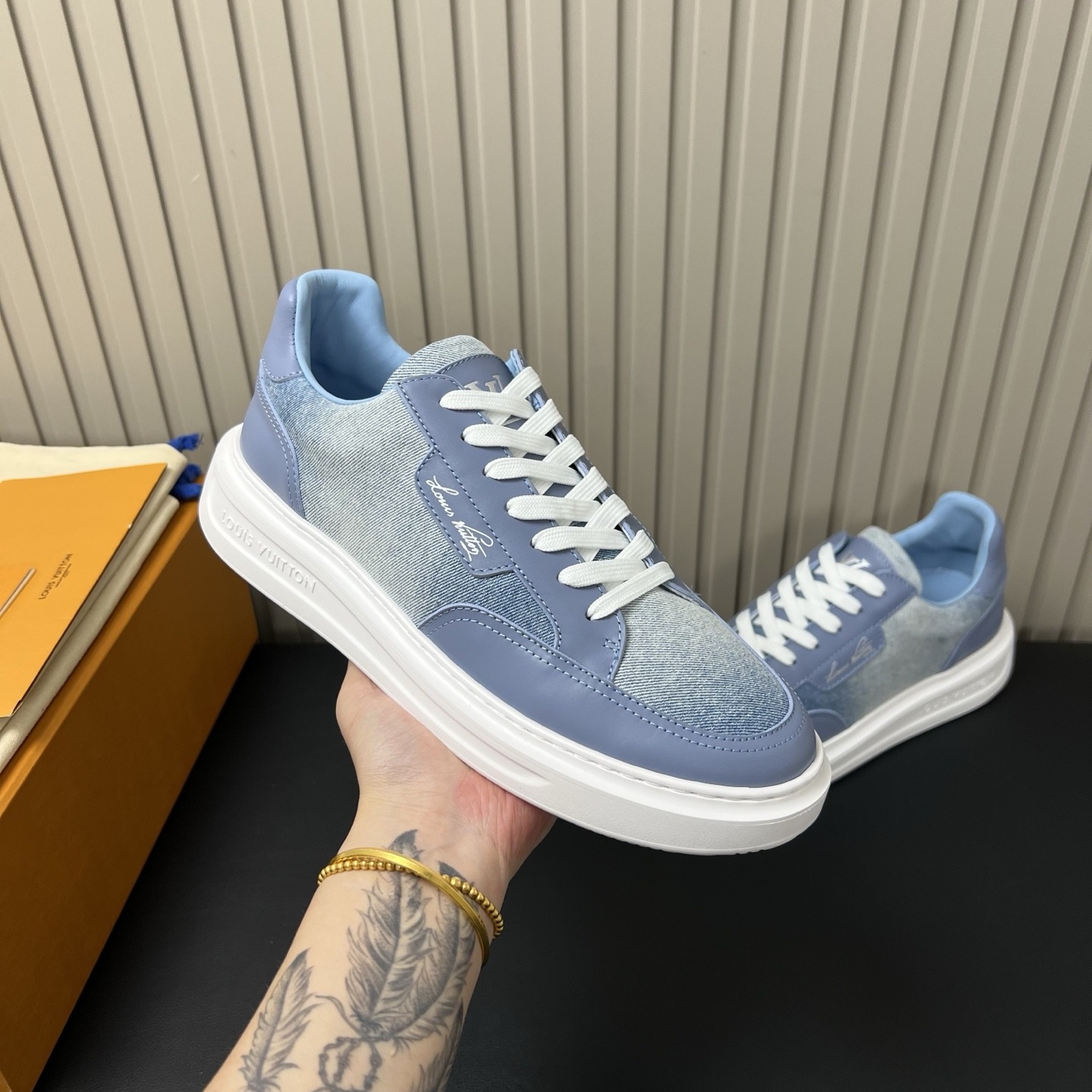 LOUIS VUITTON Retro Running Sneakers in Premium Suede with Goatskin Lining and Lightweight TPU Sole