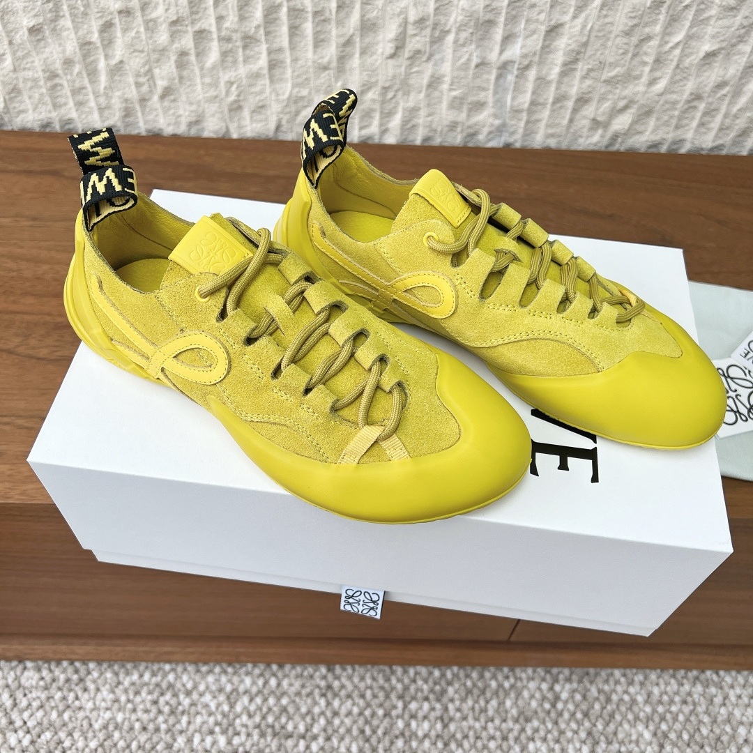 LOEWE Sport Sneakers, Premium Leather Upper with Round Toe Lace-Up Design and Molded Rubber Outsole