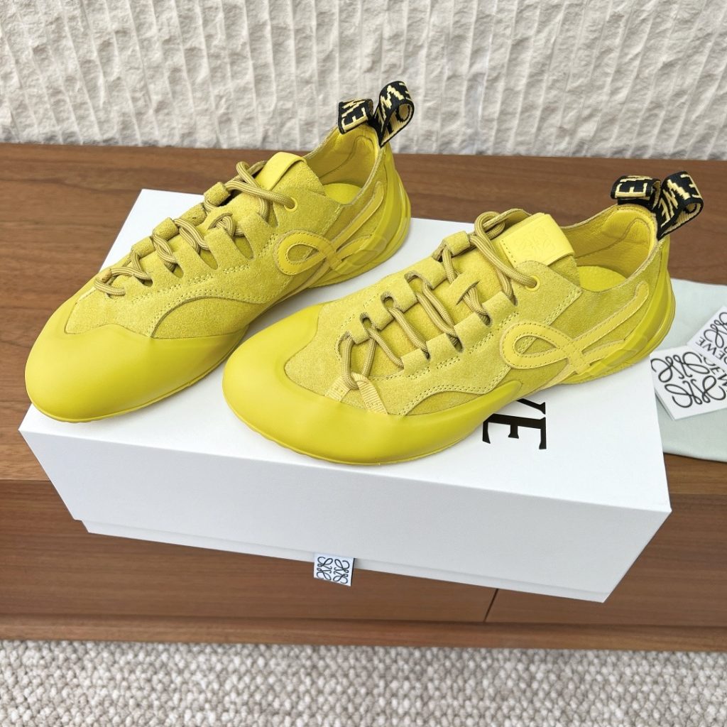 LOEWE Sport Sneakers, Premium Leather Upper with Round Toe Lace-Up Design and Molded Rubber Outsole