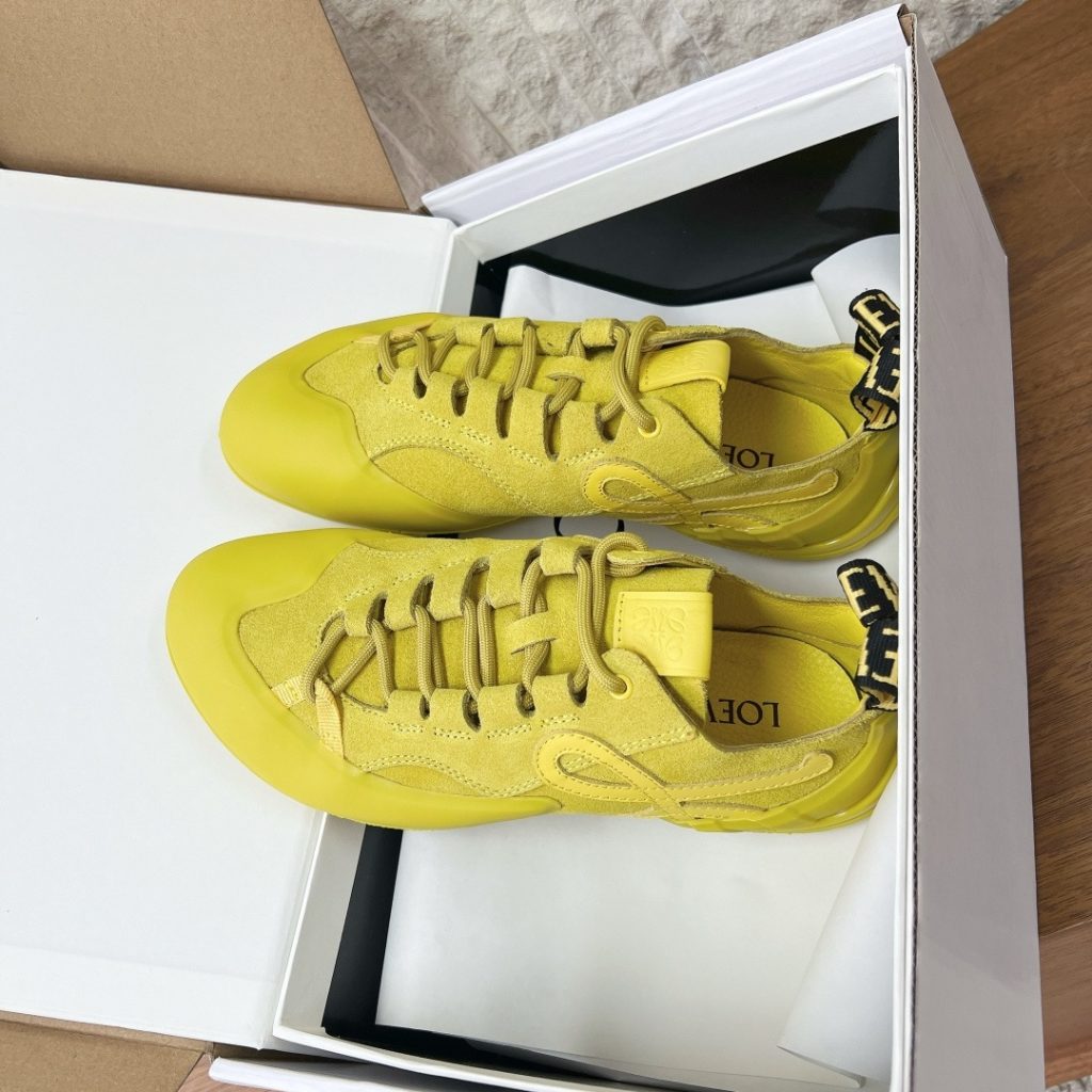 LOEWE Sport Sneakers, Premium Leather Upper with Round Toe Lace-Up Design and Molded Rubber Outsole