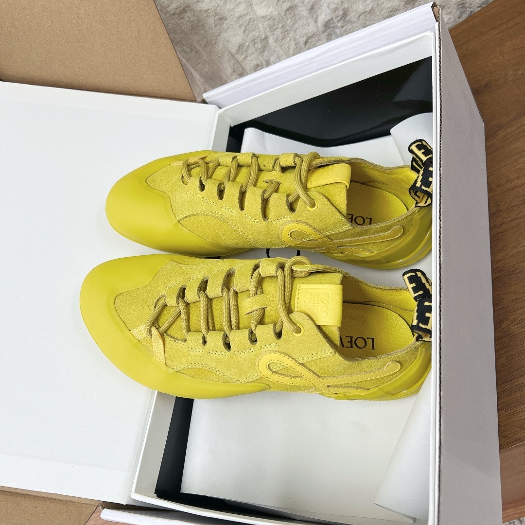 LOEWE Sport Sneakers, Premium Leather Upper with Round Toe Lace-Up Design and Molded Rubber Outsole