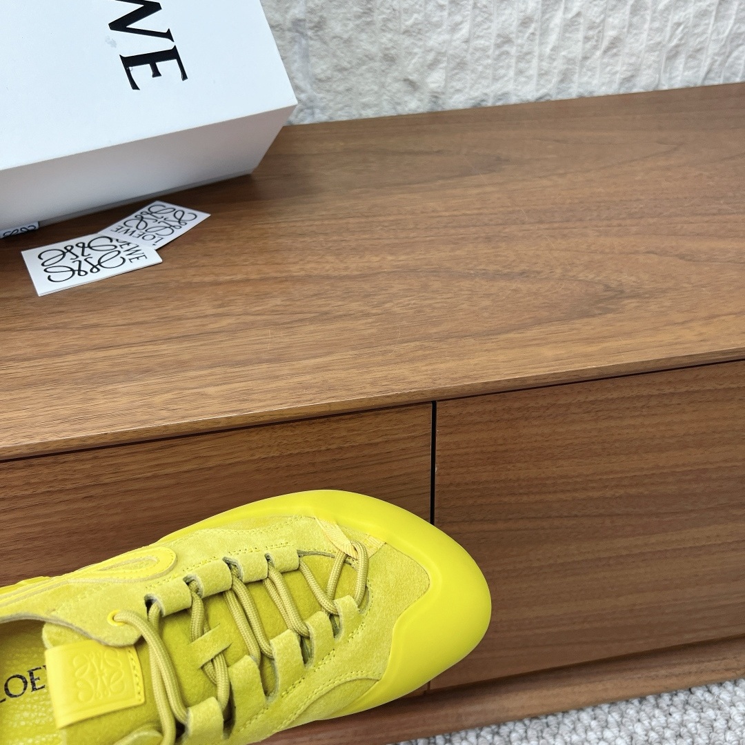LOEWE Sport Sneakers, Premium Leather Upper with Round Toe Lace-Up Design and Molded Rubber Outsole