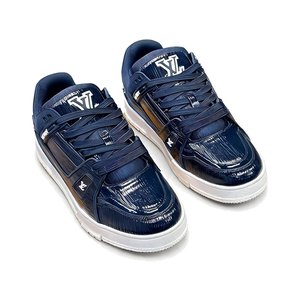 LOUIS VUITTON Casual Sneakers, Premium Leather Upper with Round Toe Design and Molded Rubber Outsole