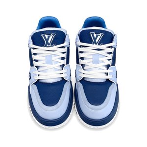 LOUIS VUITTON Sport Sneakers, Premium Leather with Round Toe Lace-Up Design and Molded Rubber Sole