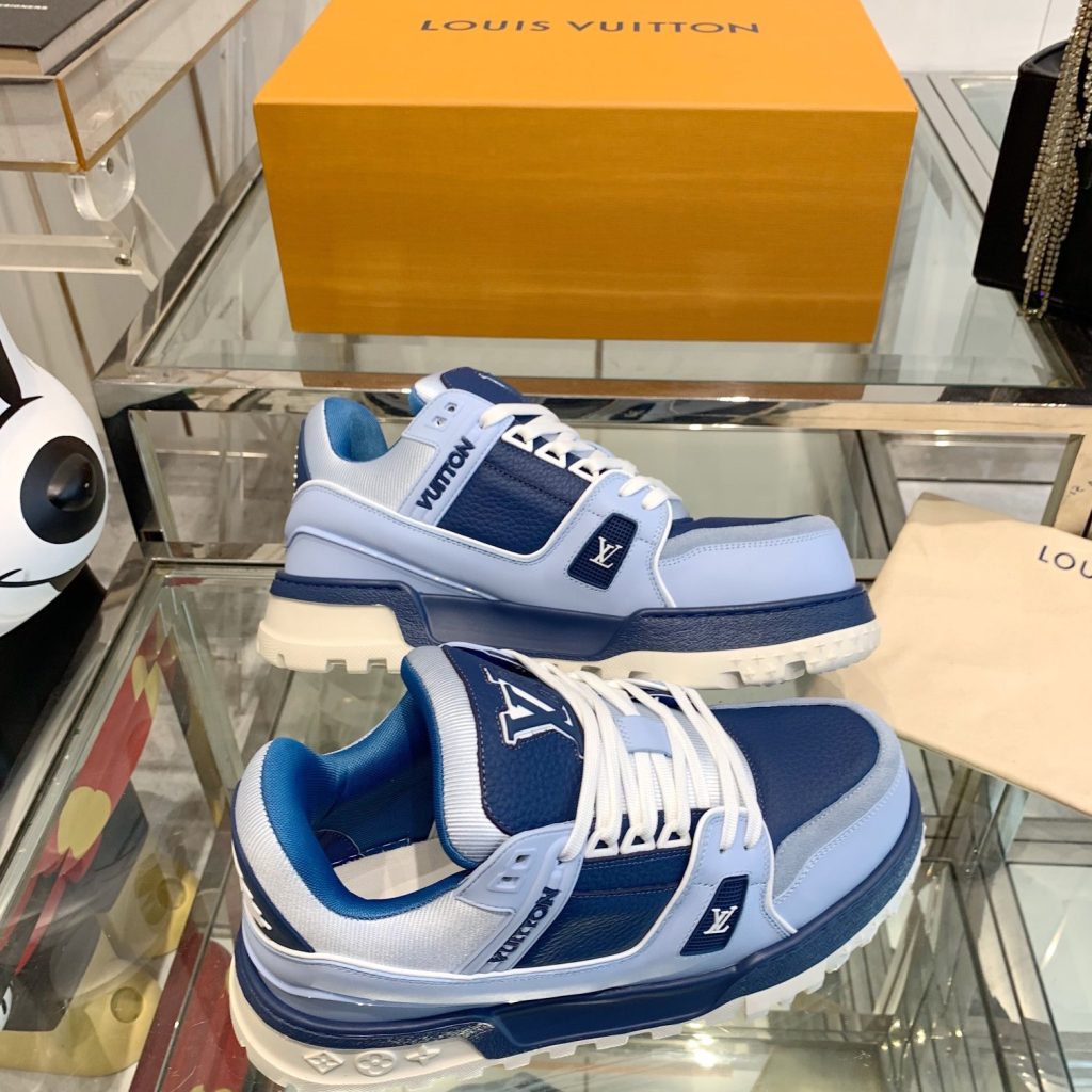 LOUIS VUITTON Sport Sneakers, Premium Leather with Round Toe Lace-Up Design and Molded Rubber Sole