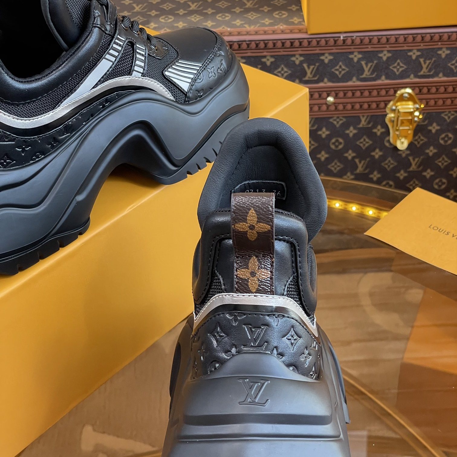 LOUIS VUITTON Archlight 2.0 Dad Sneakers, Printed Leather Upper with Rubber Outsole for Daily Wear