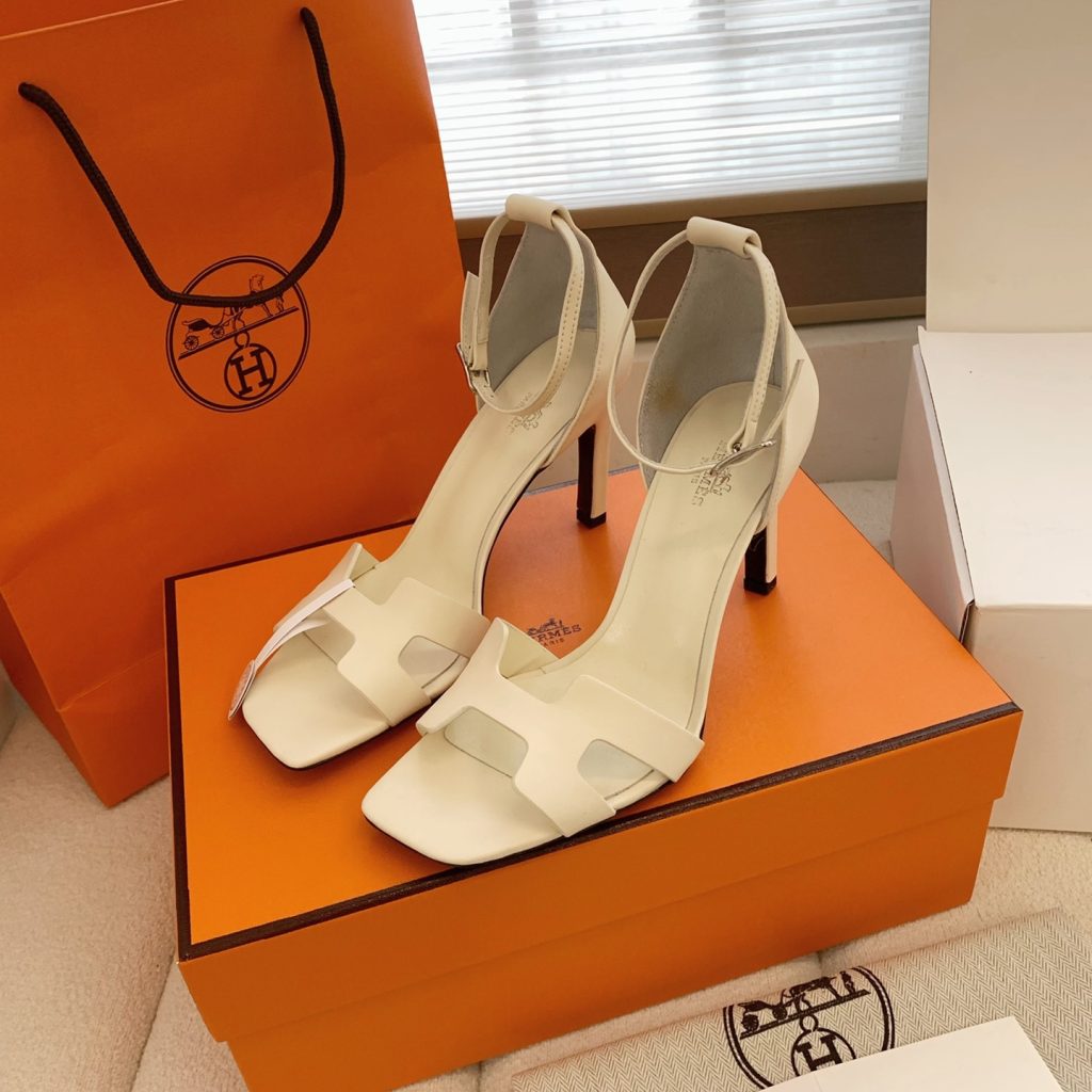 HERMES Kelly Buckle High Heel Sandals, Silk Upper with Lambskin Lining and Italian Leather Sole