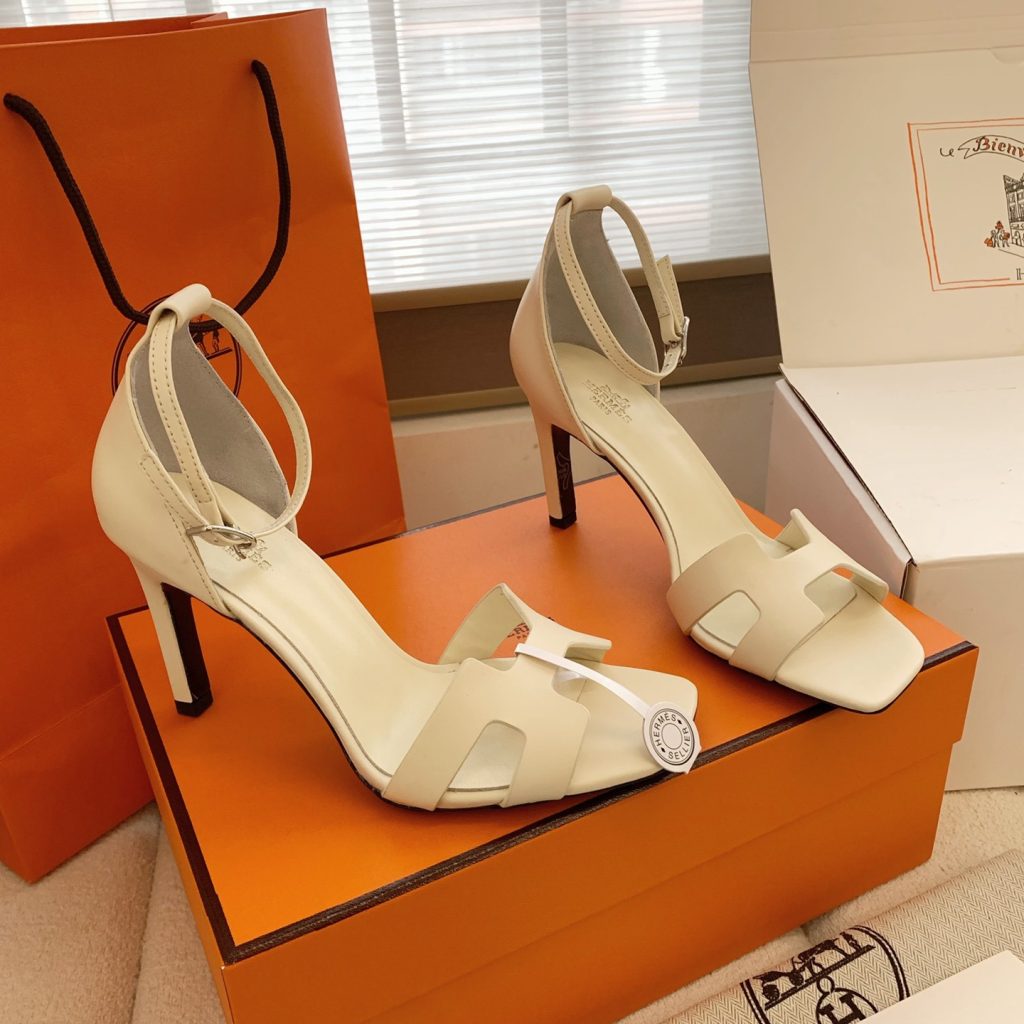 HERMES Kelly Buckle High Heel Sandals, Silk Upper with Lambskin Lining and Italian Leather Sole