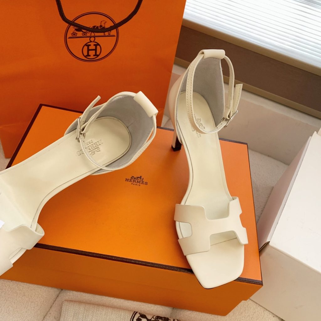 HERMES Kelly Buckle High Heel Sandals, Silk Upper with Lambskin Lining and Italian Leather Sole
