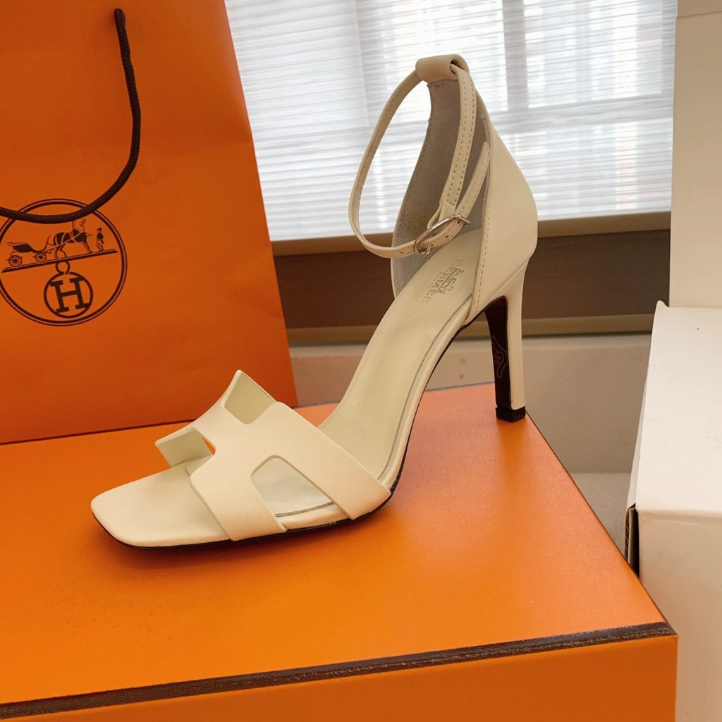 HERMES Kelly Buckle High Heel Sandals, Silk Upper with Lambskin Lining and Italian Leather Sole