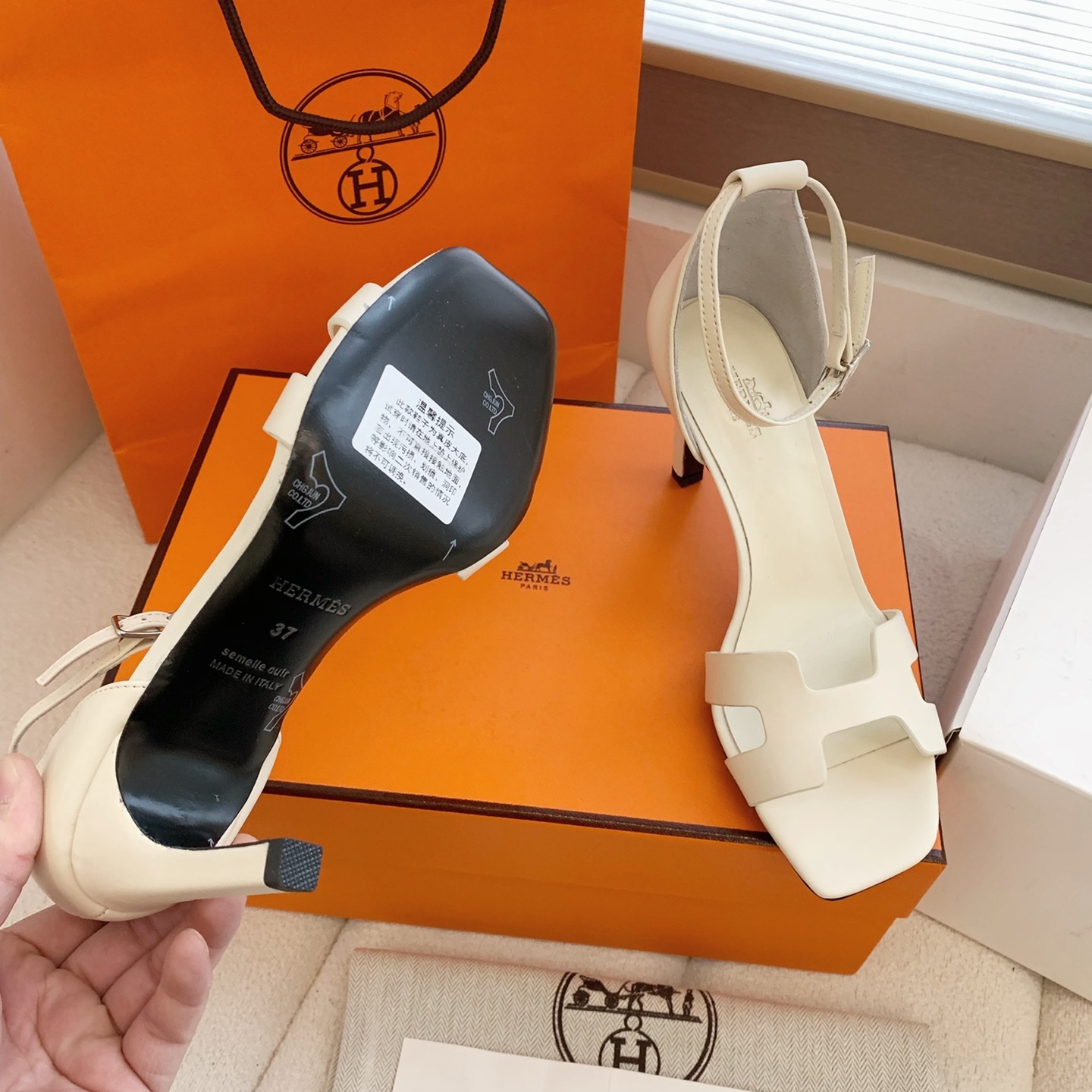 HERMES Kelly Buckle High Heel Sandals, Silk Upper with Lambskin Lining and Italian Leather Sole