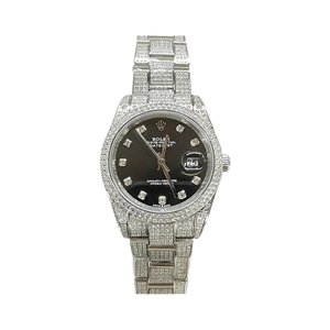 ROLEX Fully Set Moissanite Bracelet Watch - Square Roman Dial