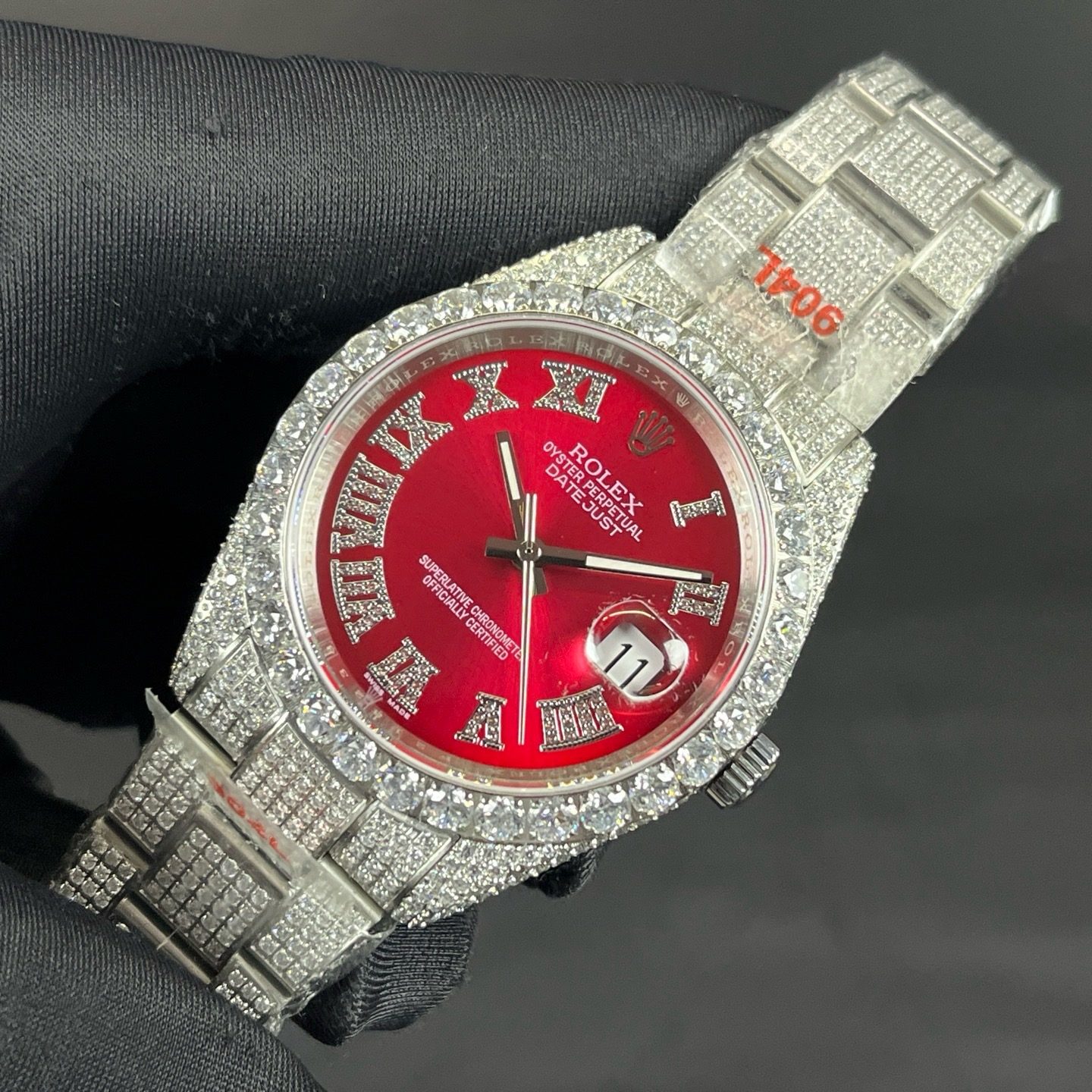 Rolex Datejust Style Automatic Watch, Diamond Dial Roman Numeral Stainless Steel Case Metal Bracelet