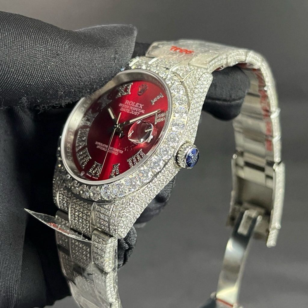 Rolex Datejust Style Automatic Watch, Diamond Dial Roman Numeral Stainless Steel Case Metal Bracelet