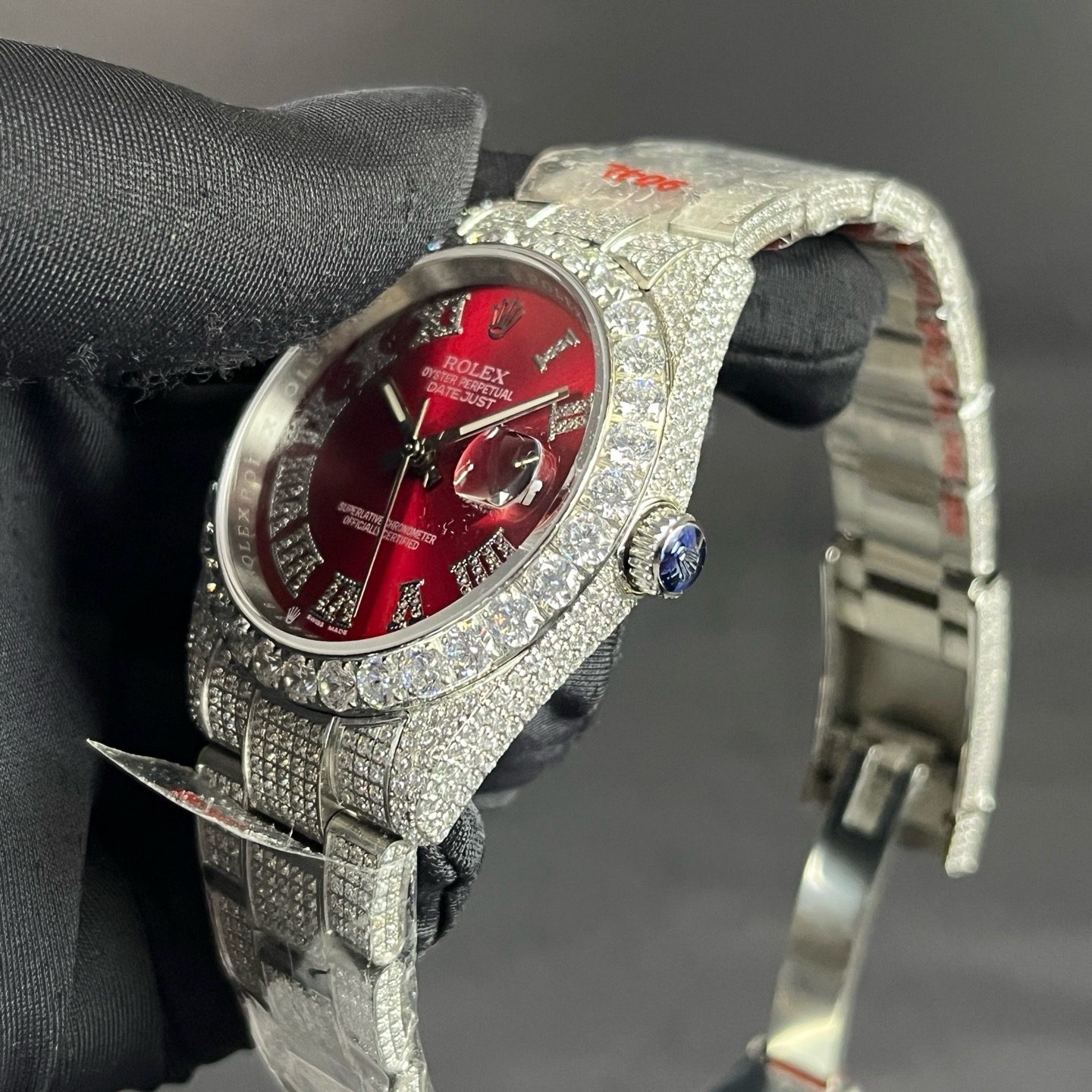 Rolex Datejust Style Automatic Watch, Diamond Dial Roman Numeral Stainless Steel Case Metal Bracelet
