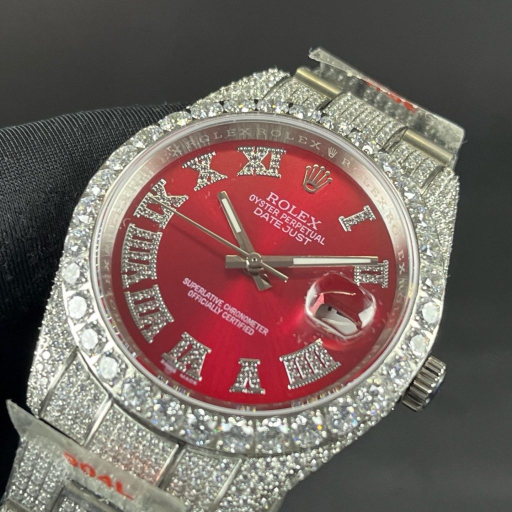 Rolex Datejust Style Automatic Watch, Diamond Dial Roman Numeral Stainless Steel Case Metal Bracelet