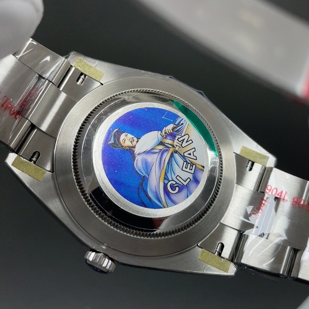 Rolex Datejust Style Automatic Watch, Blue Dial White Gold Case Metal Bracelet 100m Water Resistant