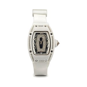 Richard Mille RM Style Automatic Watch, Diamond Dial Index Ceramic Case Rubber Strap 50m Sapphire