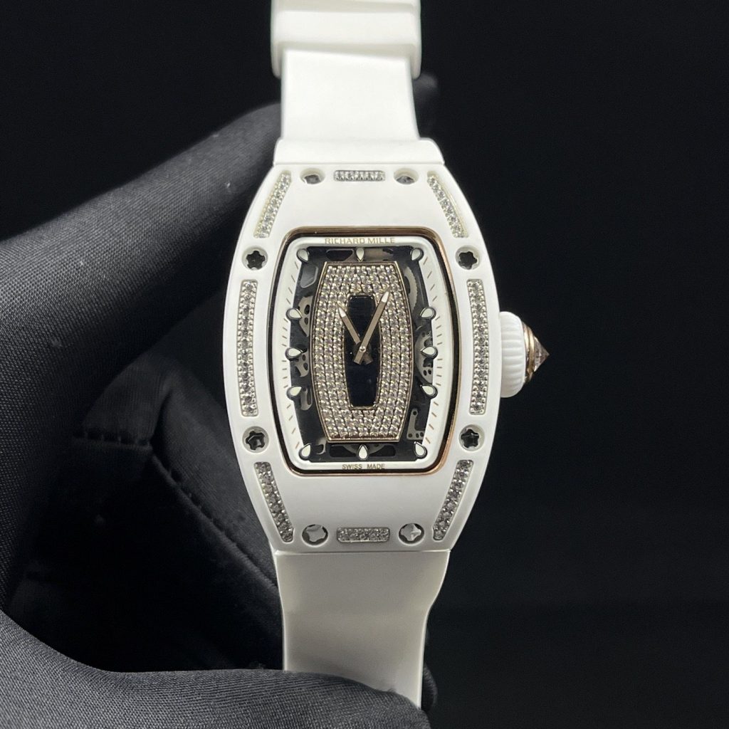 Richard Mille RM Style Automatic Watch, Diamond Dial Index Ceramic Case Rubber Strap 50m Sapphire