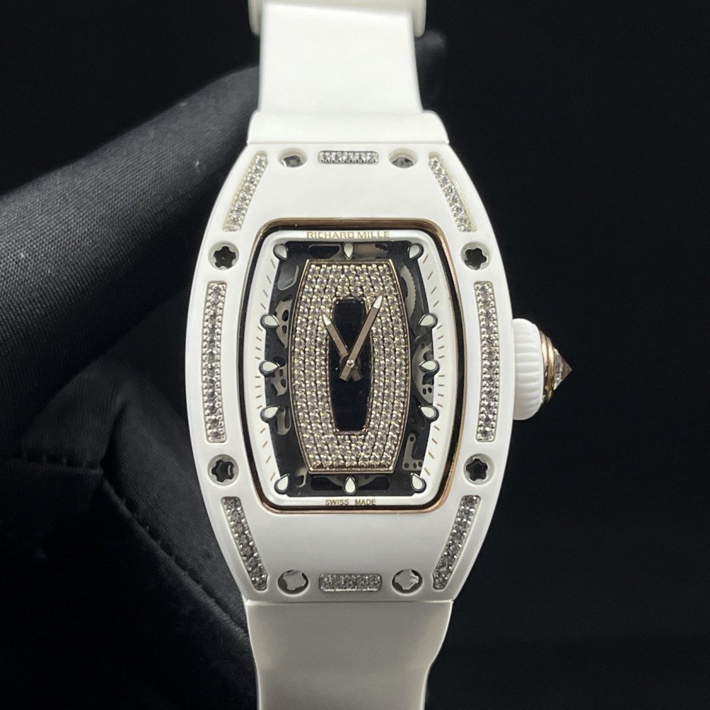 Richard Mille RM Style Automatic Watch, Diamond Dial Index Ceramic Case Rubber Strap 50m Sapphire