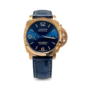 Panerai Luminor Style Automatic Watch, Blue Dial Leather Strap Sapphire Crystal 100m Water Resistant