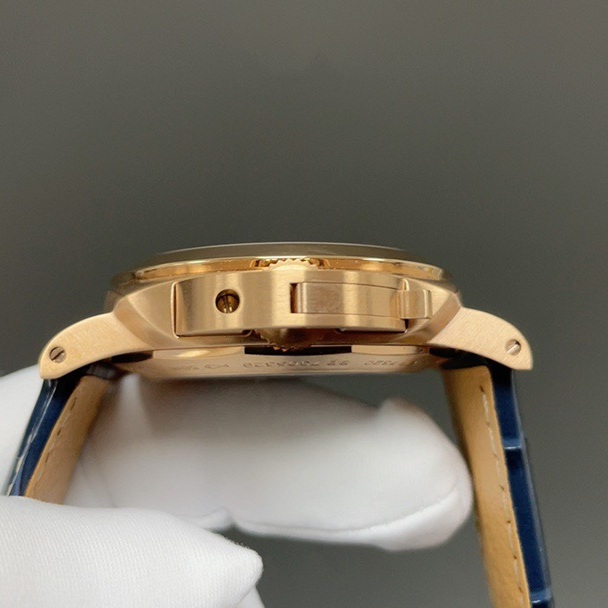 Panerai Luminor Style Automatic Watch, Blue Dial Leather Strap Sapphire Crystal 100m Water Resistant