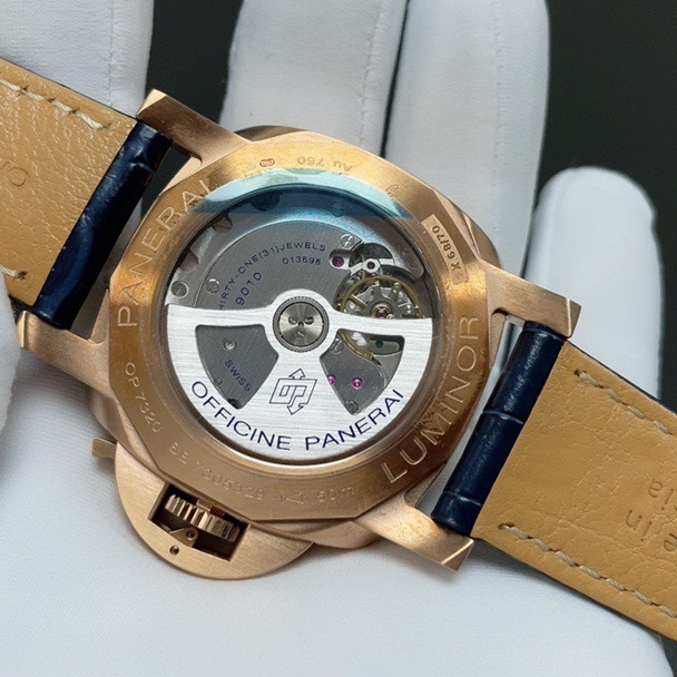 Panerai Luminor Style Automatic Watch, Blue Dial Leather Strap Sapphire Crystal 100m Water Resistant