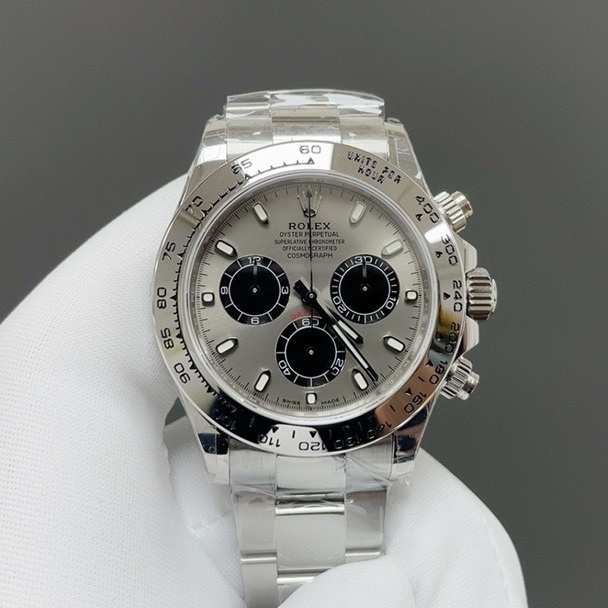 Rolex Cosmograph Style Automatic Watch, Black Dial Stainless Steel Case Metal Bracelet 100m Sapphire