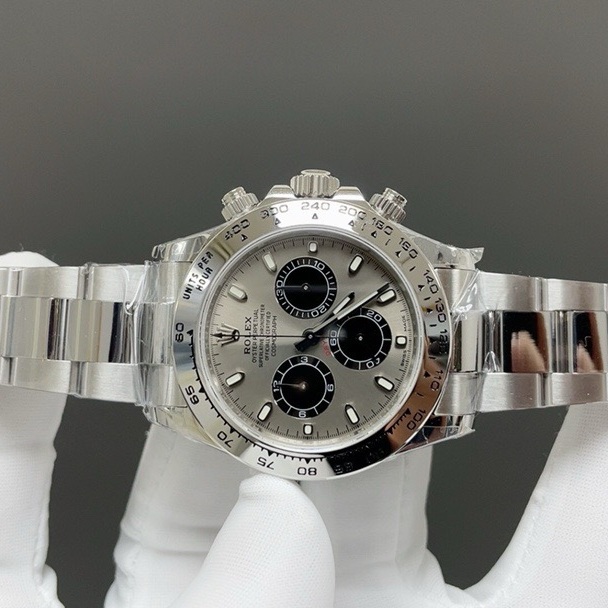 Rolex Cosmograph Style Automatic Watch, Black Dial Stainless Steel Case Metal Bracelet 100m Sapphire
