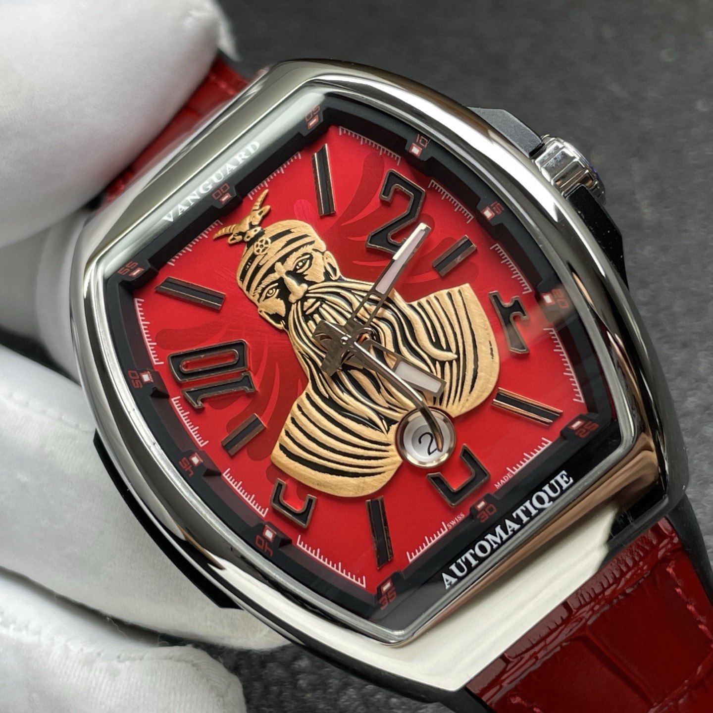 Luxury Timepiece Automatic Watch, Silver Dial Roman Numeral Stainless Steel Case Leather Strap 50m