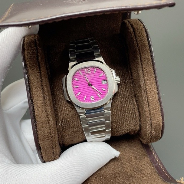 Patek Philippe Nautilus Style Automatic Watch, Blue Dial Date Stainless Steel Case Metal Bracelet
