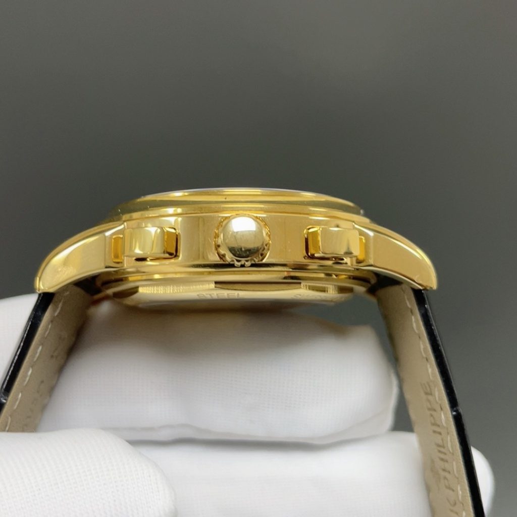 Patek Philippe Automatic Watch, White Dial Diamond Index Rose Gold Case Leather Strap 30m Sapphire