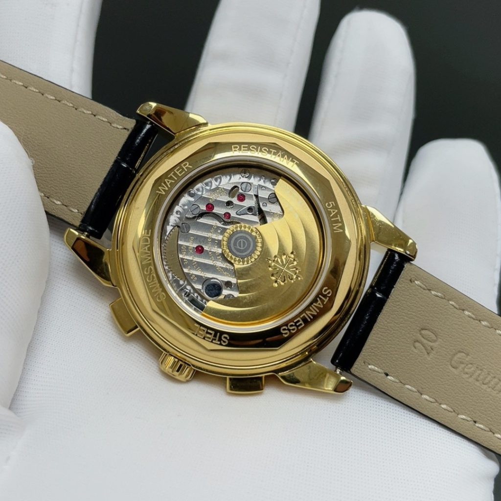 Patek Philippe Automatic Watch, White Dial Diamond Index Rose Gold Case Leather Strap 30m Sapphire